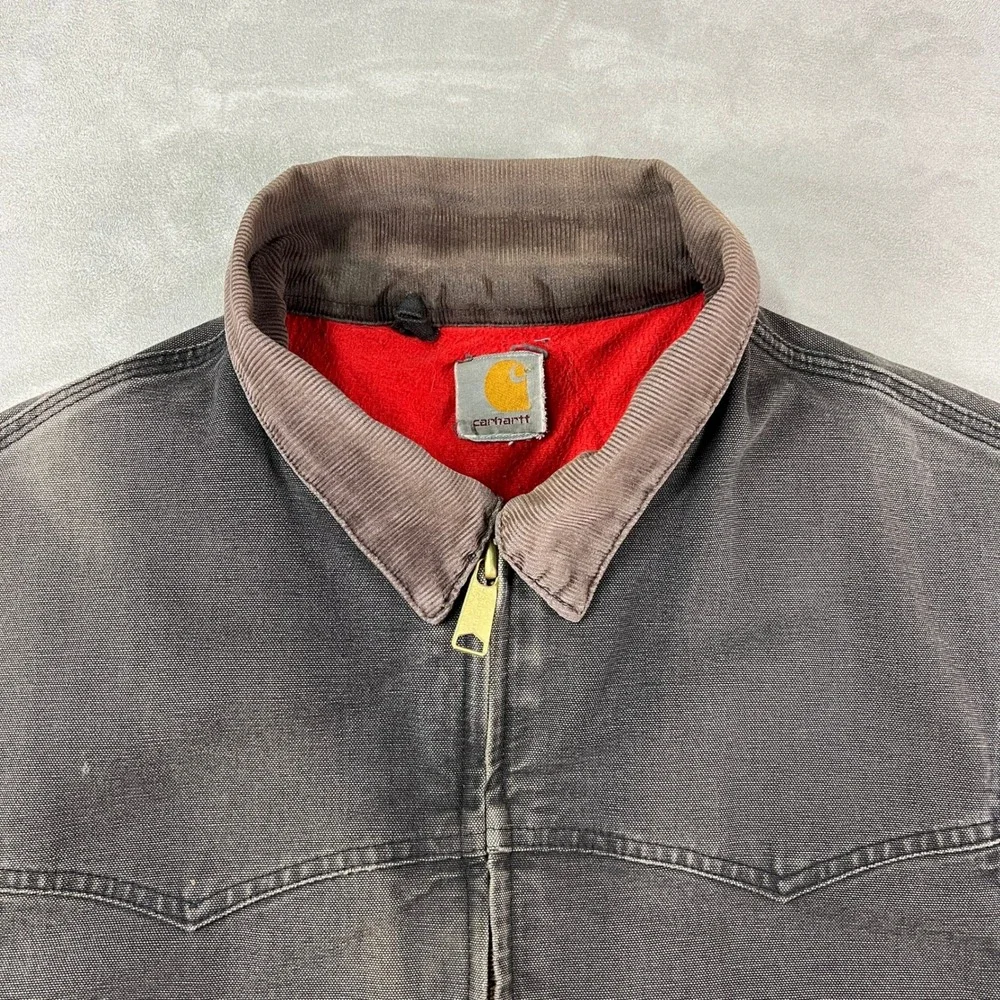 Vintage Carhartt Jacket Mens XL Black Santa Fe Red Quilted Liner USA 90s‎ JQ2105